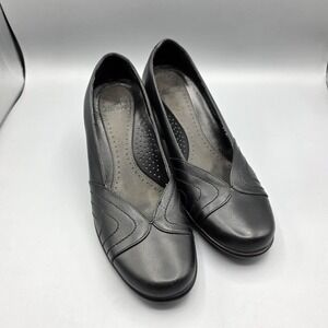 Dansko Reese Heels Womens 38 Black Leather Comfort Shoes Pumps